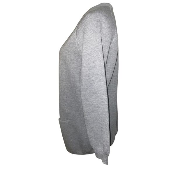 J.Crew Gray Stretch 100% Merino Wool Tunic Sweater Size Small Soft Pockets - Picture 3 of 6